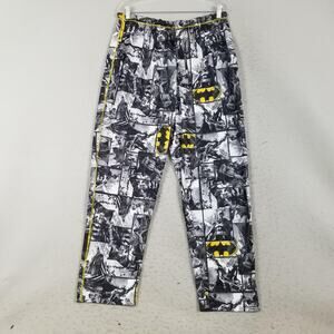 Batman Pajama Pants Mens Large Black Comic Print Lounge Sleepwear Drawstring